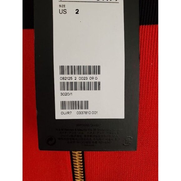 Balmain X H&M Red & Black Body Con Mini Dress With Gold Zipper Size 2 NWT - Picture 4 of 6